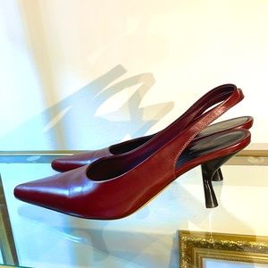 The Row Burgundy Slingback Heels